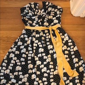 Anthropologie Porridge elephant strapless dress
